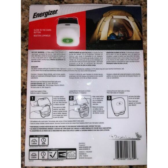 Energizer Vision HD Headlamp LP09071 300 Lumens Red IPX4 2 With Bonus Lantern - Picture 11 of 12